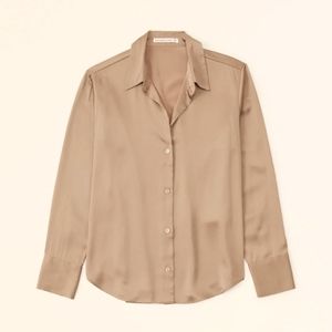 Long sleeve satin button up shirt